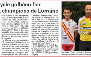 Deux champions de Lorraine au Cycle Golbéen