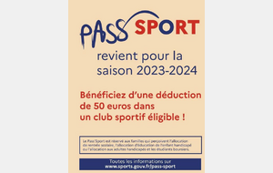 Reconduction du Pass'Sport - saison 2023-2024