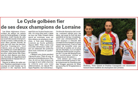 Deux champions de Lorraine au Cycle Golbéen