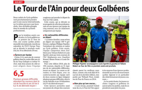 Nos cadets au Tour de l'Ain