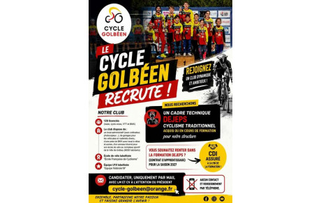 Le Cycle Golbéen recrute un éducateur sportif